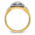 IBGoodman 14k Two-tone Men's Polished and Textured with Blue and Black Enamel Diamond Blue Lodge Master Masonic Ring - Image 2