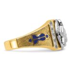 IBGoodman 14k Two-tone Men's Polished and Textured Blue Lodge Master Masonic Ring Mounting - Image 7