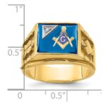 IBGoodman 14k Two-tone Men's Polished and Textured with Lab Created Sapphire and Diamond Blue Lodge Master Masonic Ring - Image 8