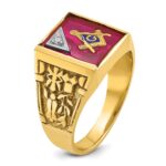 IBGoodman 14k Two-tone Men's Polished and Textured with Lab Created Ruby and Diamond Blue Lodge Master Masonic Ring - Image 6