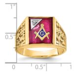 IBGoodman 14k Two-tone Men's Polished and Textured with Lab Created Ruby and Diamond Blue Lodge Master Masonic Ring - Image 8