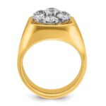 IBGoodman 14k Two-tone Men's Polished and Satin Round 2 Carat AA Quality Diamond Cluster Ring - Image 2