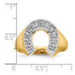 10k Two-tone IBGoodman Men's Satin Horseshoe Diamond Complete Ring - Image 3