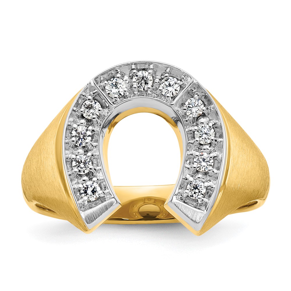 B04971-4YWAA-1.jpg 14k Two-tone IBGoodman Men's Satin Horseshoe 1/5 carat Diamond Complete Ring - Image 1
