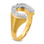 14k Two-tone IBGoodman Men's Satin Horseshoe 1/5 carat Diamond Complete Ring - Image 8