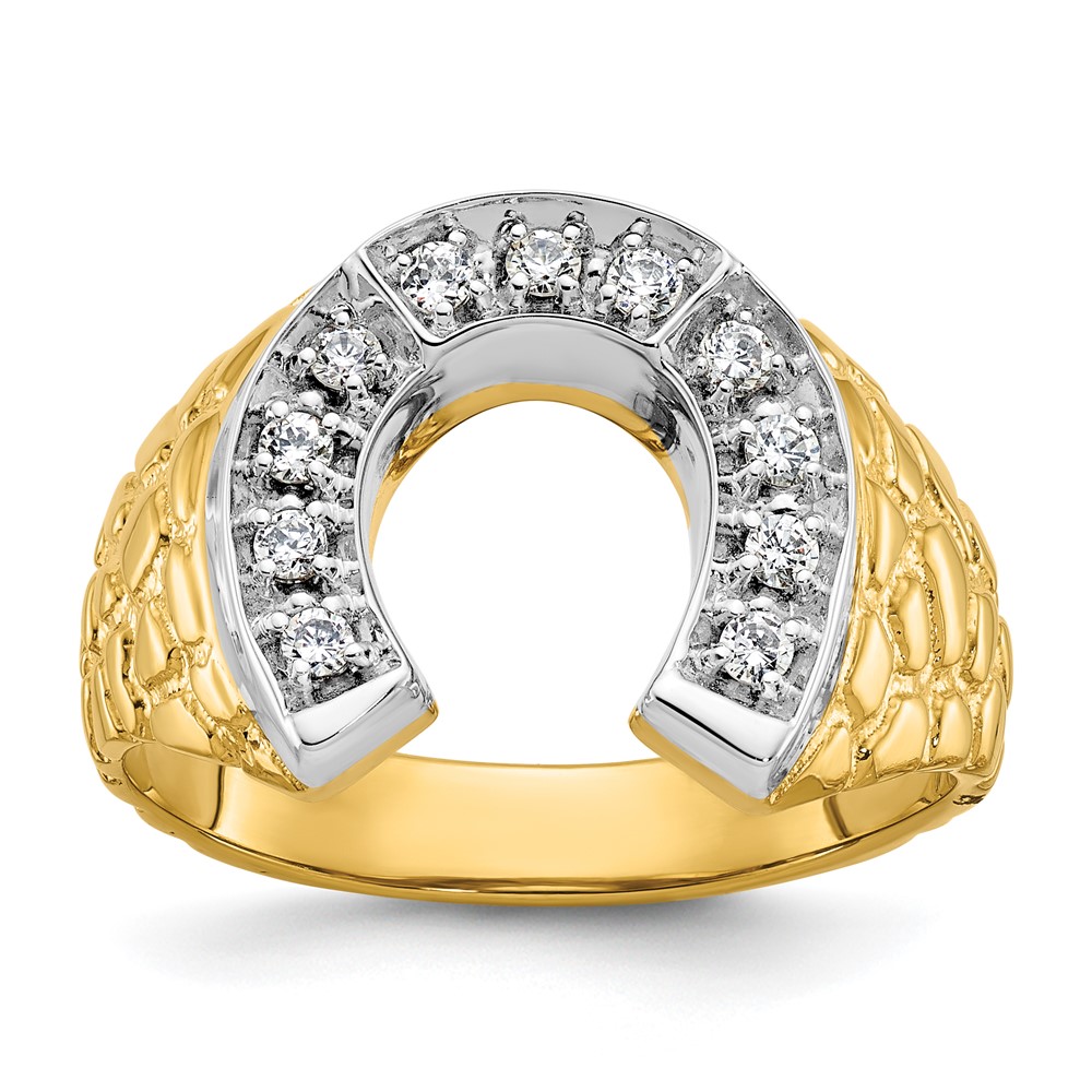 B04976-4YWAA.jpg 14k Two-tone IBGoodman Men's Horseshoe Diamond Ring Mounting - Image 1