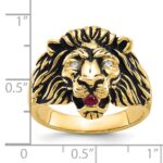 14k IBGoodman Men's 1/20 carat Diamond and Ruby Antiqued Lion Complete Ring - Image 3