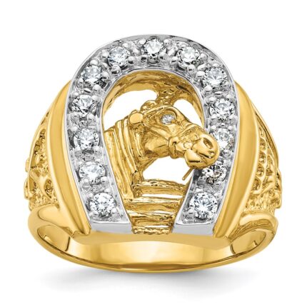 14k Two-tone IBGoodman Men's Horse and Horseshoe Diamond Ring Mounting