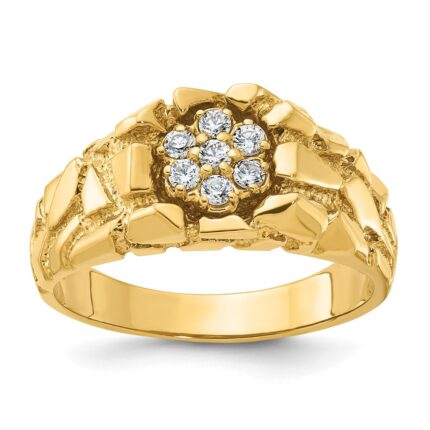 14k IBGoodman Men's Cluster 1/4 carat Diamond Nugget Complete Ring