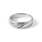 IBGoodman 14k White Gold Men's Polished and Satin 1/15 Carat AA Quality Diamond Ring - Image 7