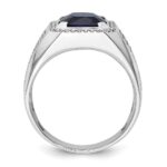 IBGoodman 14k White Gold 7/8 carat Lab Grown Diamond VS/SI+ G+ and Created Blue Sapphire Complete Men's Ring - Image 2