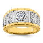 IBGoodman 14k Two-tone 1 5/8 carat Lab Grown Diamond VS/SI+ G+ Complete Polished and Satin Men's Ring