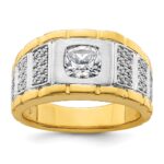 IBGoodman 14k Two Tone 1 3/8 carat Lab Grown Diamond VS/SI+ G+ Complete Polished Men's Ring
