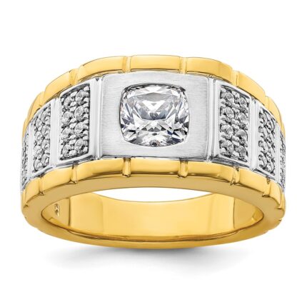 IBGoodman 14k Two Tone 3/8 carat Lab Grown Diamond VS/SI+ G+ Semi Mount Polished Men's Ring