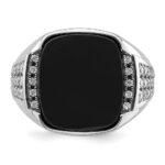 IBGoodman 14k White Gold 5/8 carat Lab Grown Diamond VS/SI+ G+ and Onyx Complete Men's Ring - Image 4