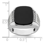 IBGoodman 14k White Gold 5/8 carat Lab Grown Diamond VS/SI+ G+ and Onyx Complete Men's Ring - Image 7