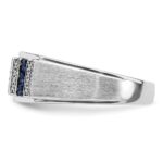 IBGoodman 14k White Gold 1/5 carat Lab Grown Diamond VS/SI+ G+ and Lab Created Blue Sapphire Complete Men's Ring - Image 3