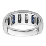 IBGoodman 14k White Gold 1/5 carat Lab Grown Diamond VS/SI+ G+ and Lab Created Blue Sapphire Complete Men's Ring - Image 5