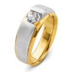 IBGoodman 14k Two-tone 3/4 carat Lab Grown Diamond VS/SI+ G+ Complete Satin Men's Ring - Image 6