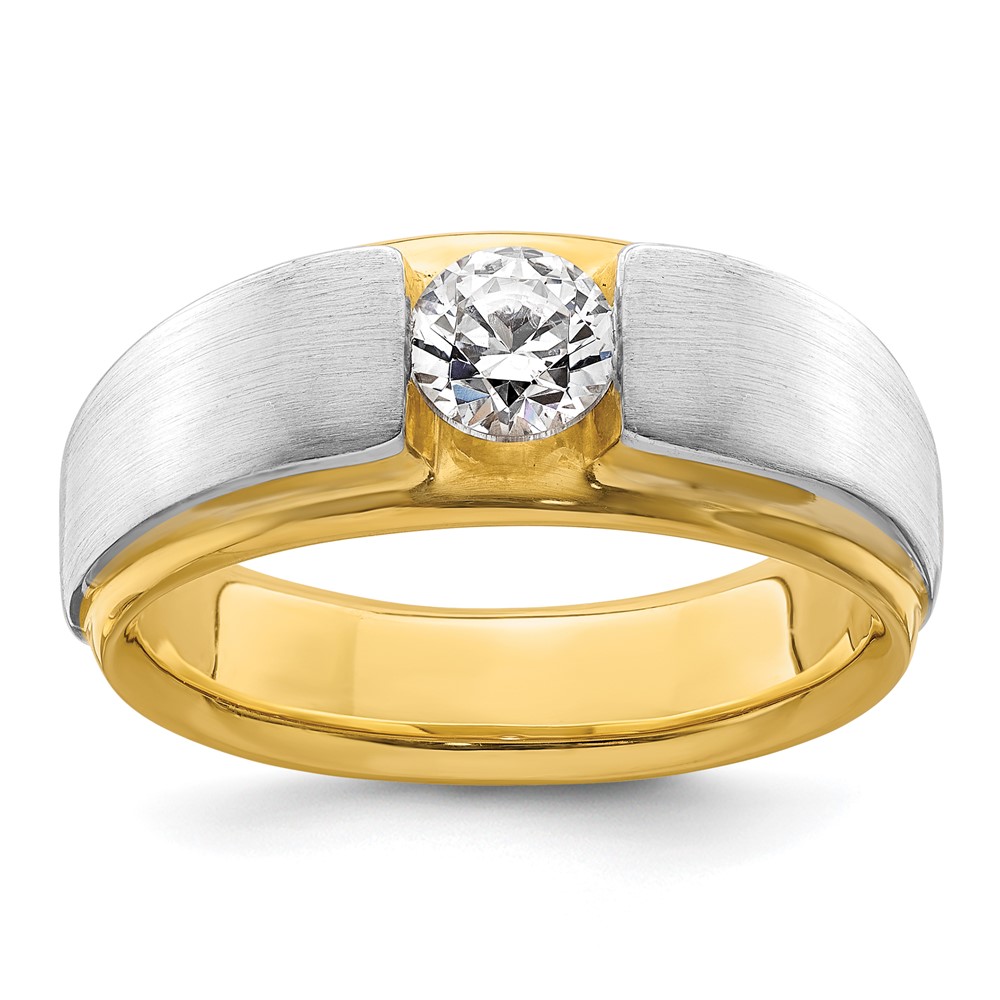 B220058-4YWAA.jpg IBGoodman 14k Two-tone 3/4 carat Lab Grown Diamond VS/SI+ G+ Complete Satin Men's Ring - Image 1