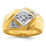 IBGoodman 14k with White Rhodium 7/8 carat Lab Grown Diamond VS/SI+ G+ Complete Polished and Satin Men's Ring