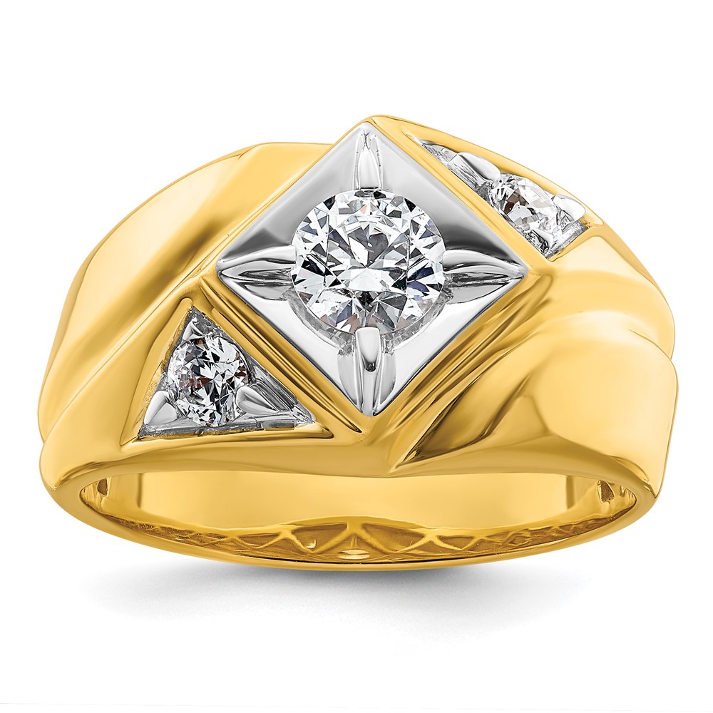 B220060B-4YAA.jpg IBGoodman 14k with White Rhodium 7/8 carat Lab Grown Diamond VS/SI+ G+ Complete Polished and Satin Men's Ring - Image 1