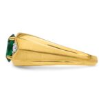 IBGoodman 14k 1/10 carat Lab Grown Diamond VS/SI+ G+ and Created Emerald Complete Men's Ring - Image 3