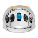 IBGoodman 14k Two-Tone 3/4 carat Lab Grown Diamond VS/SI+ G+ and Blue Topaz Complete Men's Ring - Image 5