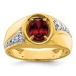 IBGoodman 14k 3/8 carat Lab Grown Diamond VS/SI+ G+ and Created Ruby Complete Men's Ring