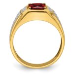 IBGoodman 14k with White Rhodium 3/4 carat Lab Grown Diamond VS/SI+ G+ and Created Ruby Complete Men's Ring - Image 2