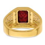 IBGoodman 14k with White Rhodium 3/4 carat Lab Grown Diamond VS/SI+ G+ and Created Ruby Complete Men's Ring - Image 5