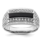 IBGoodman 14k White Gold 1 carat Lab Grown Diamond VS/SI+ G+ and Onyx Complete Men's Ring
