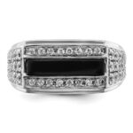 IBGoodman 14k White Gold 1 carat Lab Grown Diamond VS/SI+ G+ and Onyx Complete Men's Ring - Image 4