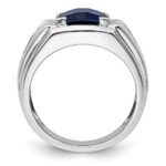 IBGoodman 14k White Gold 1/4 carat Lab Grown Diamond VS/SI+ G+ and Lab Created Blue Sapphire Complete Men's Ring - Image 2