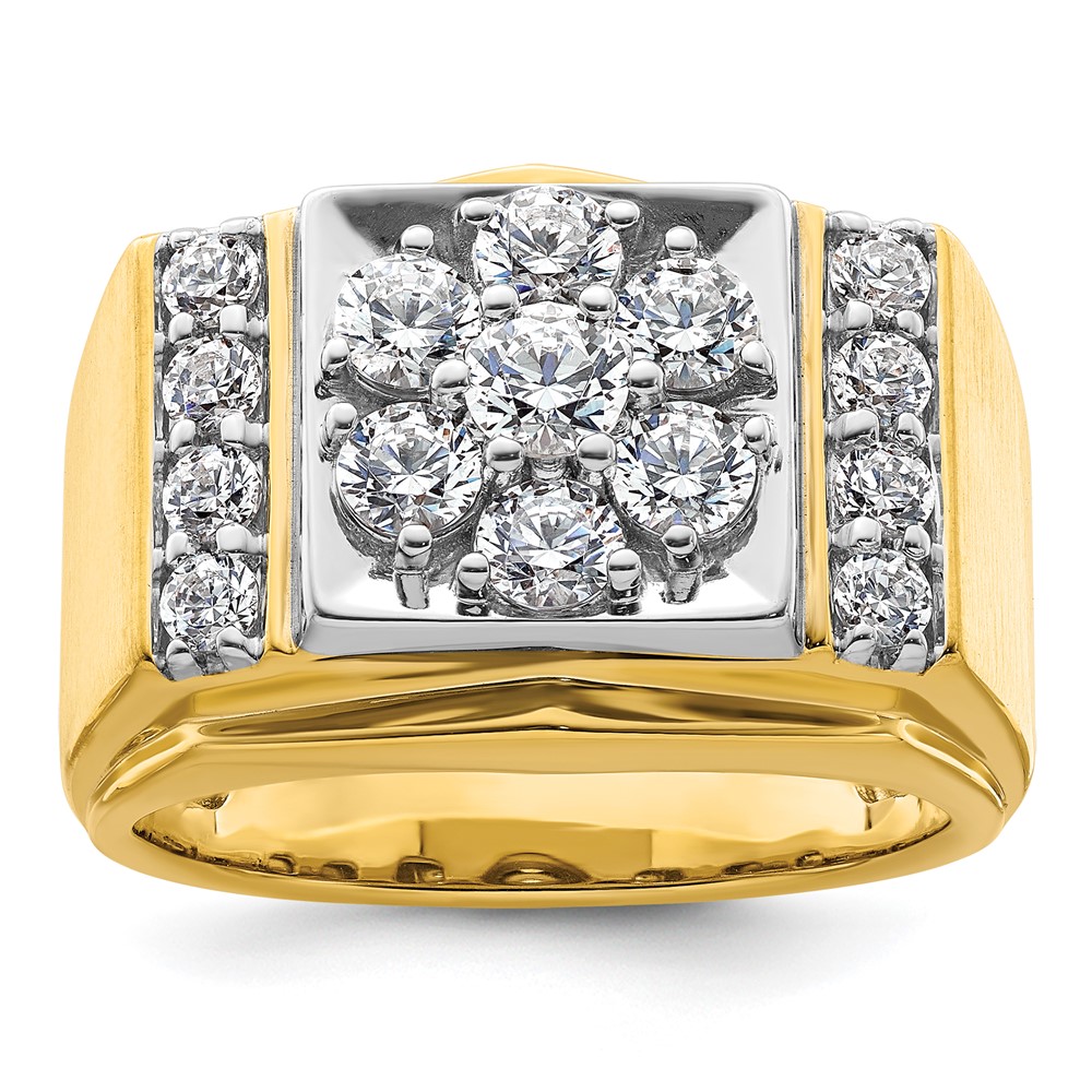 B220080-4YWAA.jpg IBGoodman 14k Two Tone 1 3/4 carat Lab Grown Diamond VS/SI+ G+ Complete Men's Polished and Satin Cluster Ring - Image 1