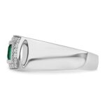 IBGoodman 14k White Gold 1/3 carat Lab Grown Diamond VS/SI+ G+ and Created Emerald Complete Men's Ring - Image 3