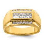 IBGoodman 14k 1 1/8 carat Lab Grown Diamond VS/SI+ G+ Complete Polished and Satin Men's Ring