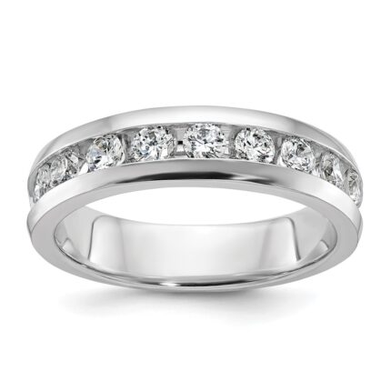 IBGoodman 14k White Gold 1 carat Lab Grown Diamond VS/SI+ G+ Nine Stone Complete Polished Men's Ring