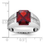 14k White Gold IBGoodman Men's Created Garnet and 1/10 carat Diamond Complete Ring - Image 3