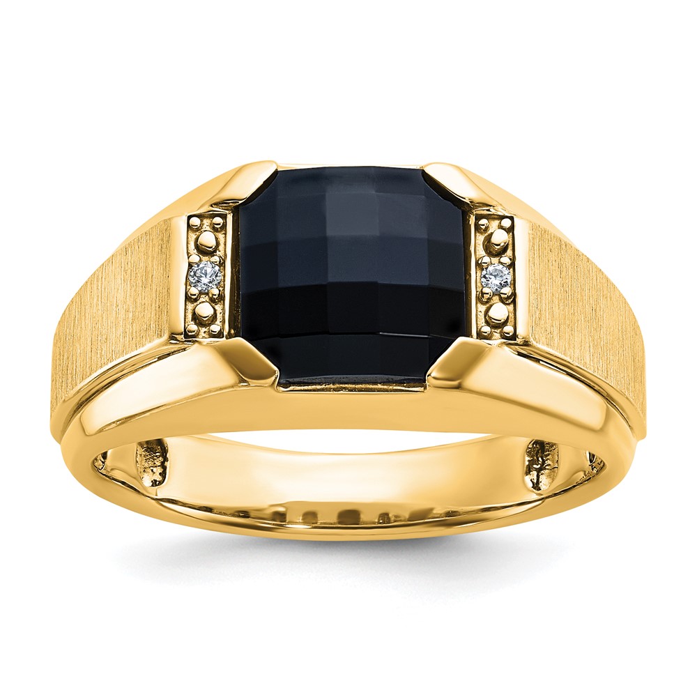 B52014-4YOX_AA.jpg IBGoodman 10k Men's Polished and Satin Onyx and .02 Carat A Quality Diamond Ring - Image 1