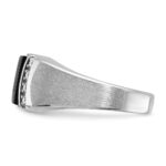 14k White Gold IBGoodman Men's Satin Onyx and 1/8 carat Diamond Complete Ring - Image 4