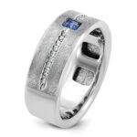 14k White Gold IBGoodman Men's Satin Sapphire/Diamond Ring Mounting - Image 8