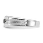 IBGoodman 14k White Gold Men's Polished Satin and Grooved Square 3-Stone Ring Mounting - Image 5
