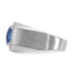 14k White Gold IBGoodman Men's Created Sapphire and 1/3 carat Diamond Complete Ring - Image 5