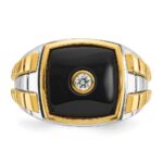 10k Two-tone IBGoodman Men's Onyx and Diamond Complete Ring - Image 6