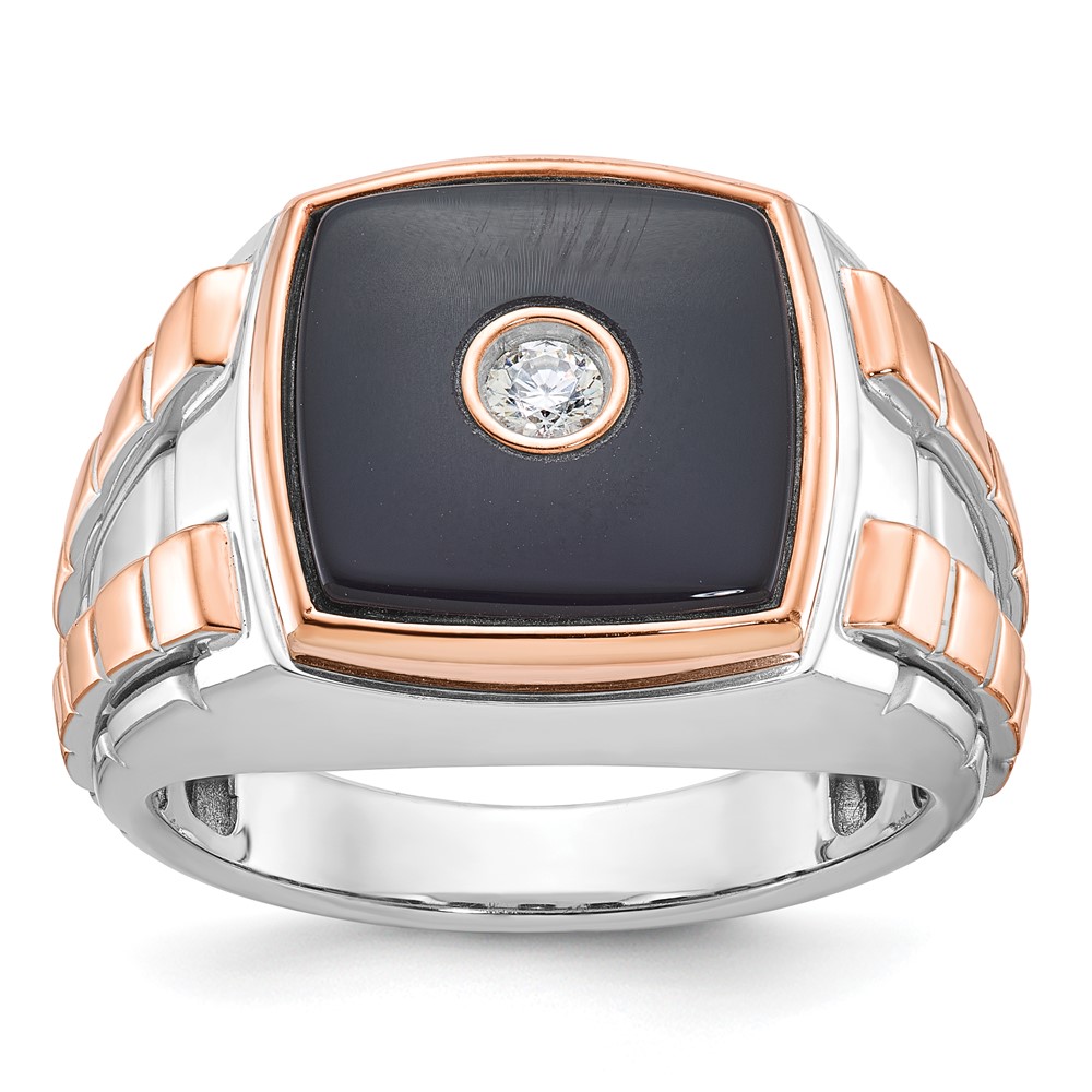 B52075-4WROX_AA.jpg 14k Two-tone White/Rose Gold IBGoodman Men's Onyx Diamond Ring Mounting - Image 1