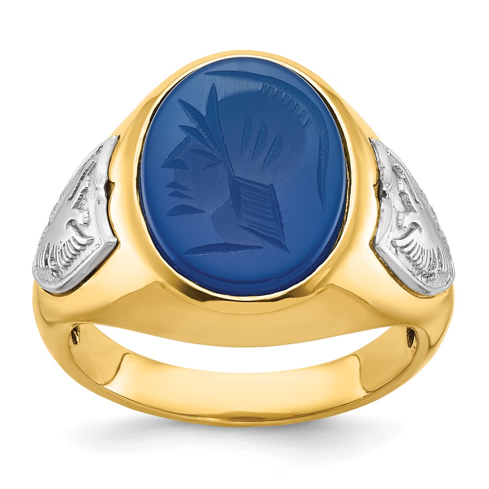 B52132-4YWBX-1.jpg 14k Two-tone IBGoodman Men's Blue Agate Complete Ring - Image 1