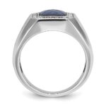 14k White Gold IBGoodman Men's Satin Sapphire Doublet Stone and 1/4 carat Diamond Complete Ring - Image 2