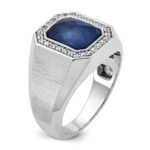 14k White Gold IBGoodman Men's Satin Sapphire Doublet Stone and 1/4 carat Diamond Complete Ring - Image 8