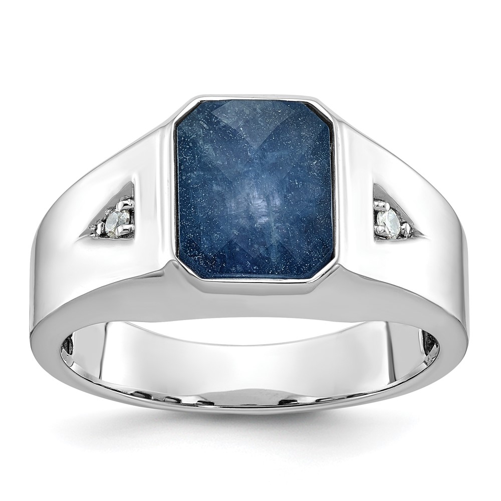 B52140-0WS_A.jpg 10kw IBGoodman Men's Sapphire Doublet Stone and Diamond Complete Ring - Image 1